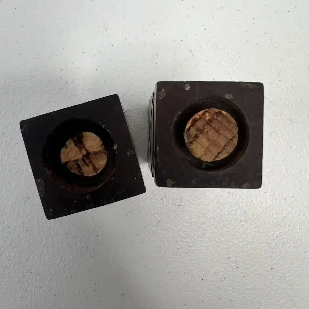 Vintage Wooden MCM Mid Century Modern Salt And Pepper Shakers Square Wood Rustic